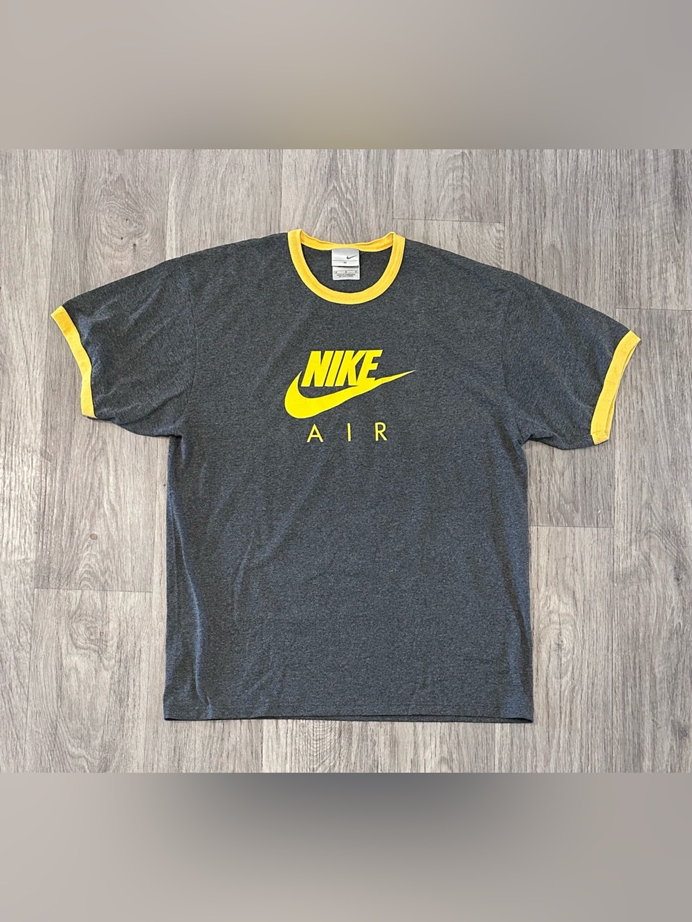 Nike Air Sportswear Y2K Vintage Dark Gray Ringer T Shirt Vtg Retro Men’s Medium
